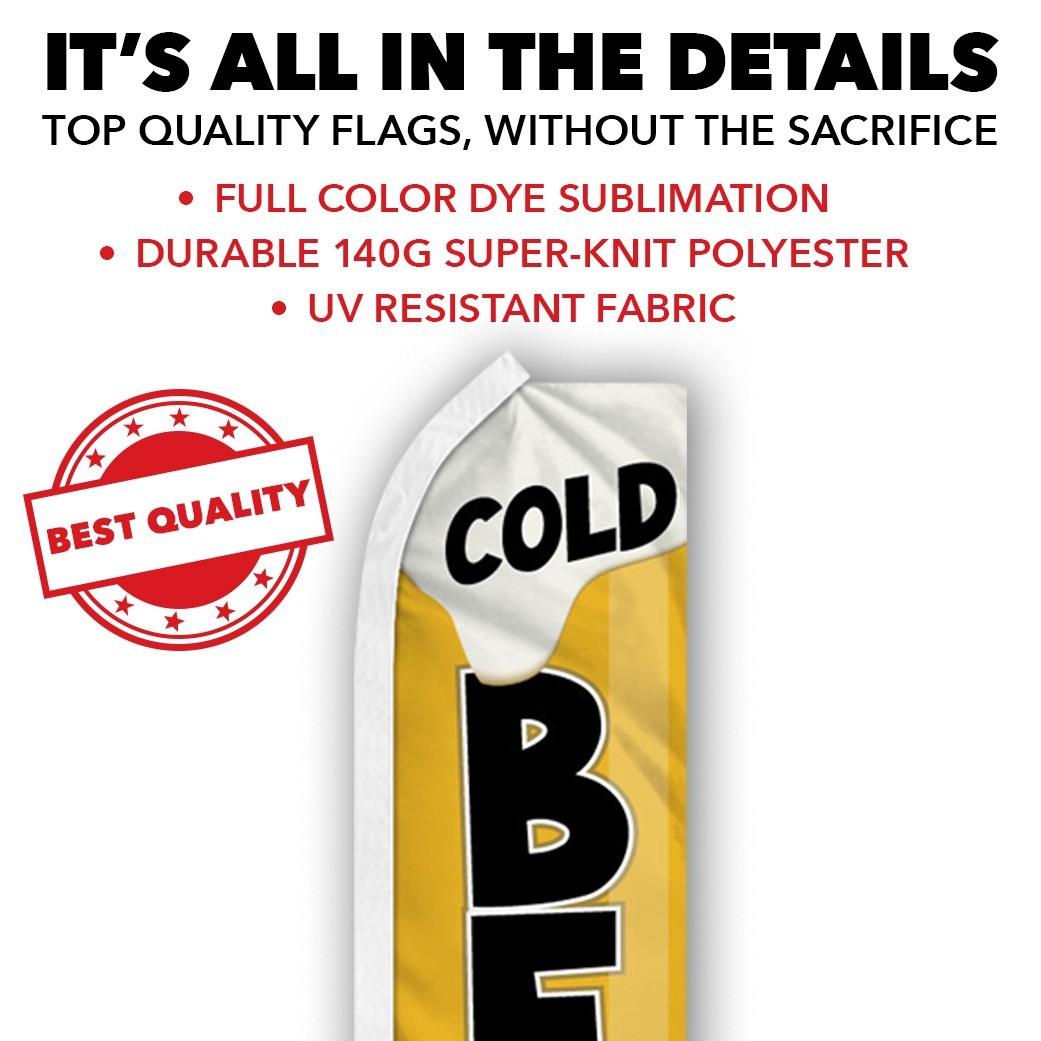 Cold Beer Advertising Swooper Feather Flutter Flag Concessions Drinks