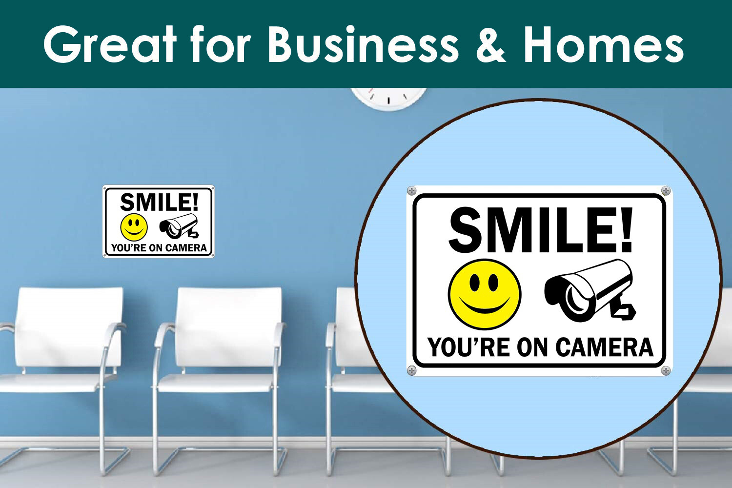 Smile You’re on Camera Sign Video Surveillance Signs 11″x 7″ UV Protected cctv