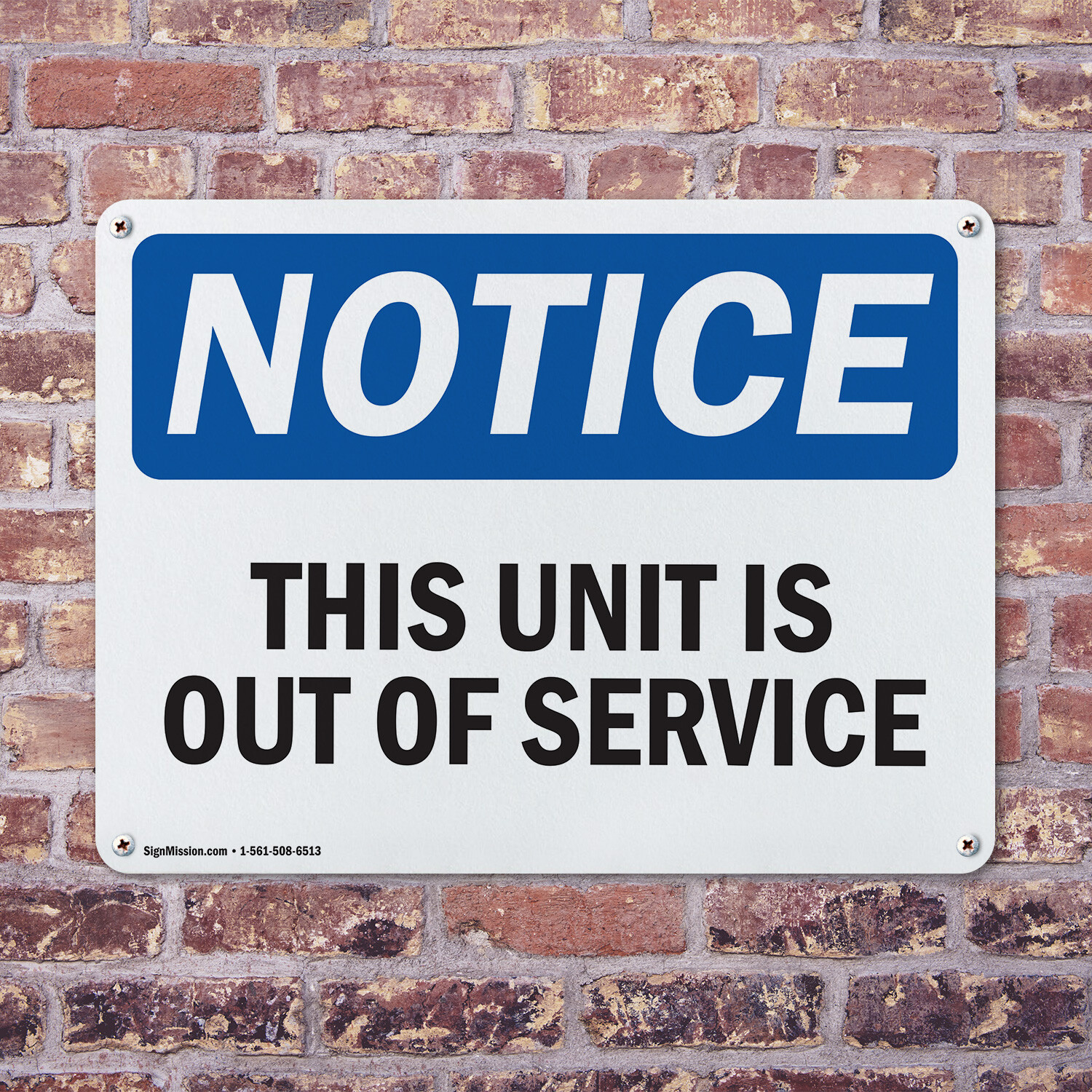 (2 Pack) This Unit Is Out Of Service OSHA Notice Sign Decal Metal Plastic