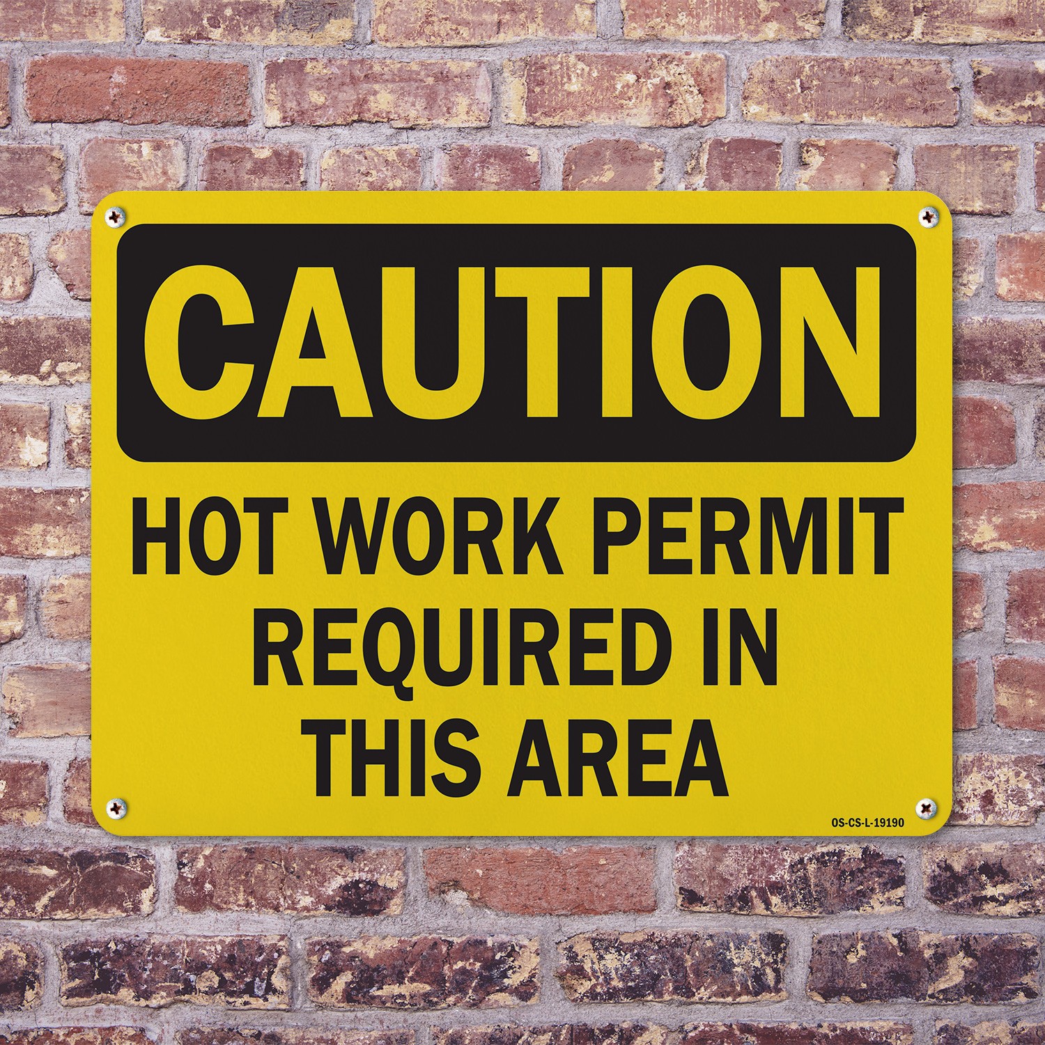Hot Work Permit Required In This Area OSHA Caution Sign Or Decal – 5 or 10 Pack