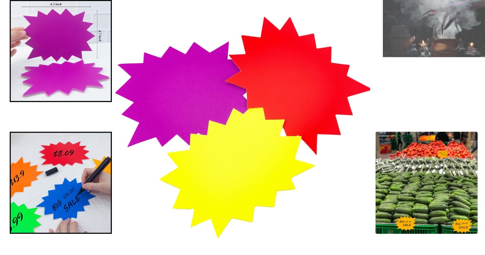 Multi-Color Starburst Signs – 30 PCS Neon Sale Tags Perfect for Any Occasion