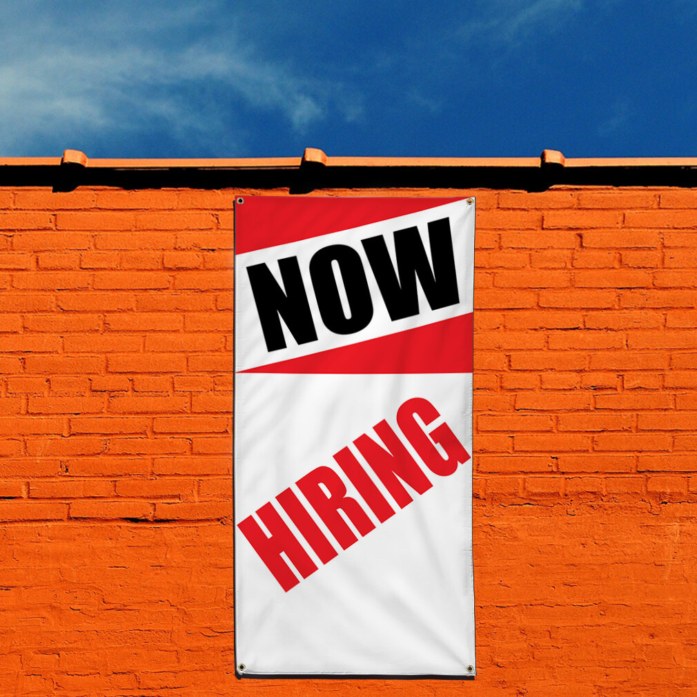 Vertical Vinyl Banner Multiple Sizes Now Hiring Style Red Business Business