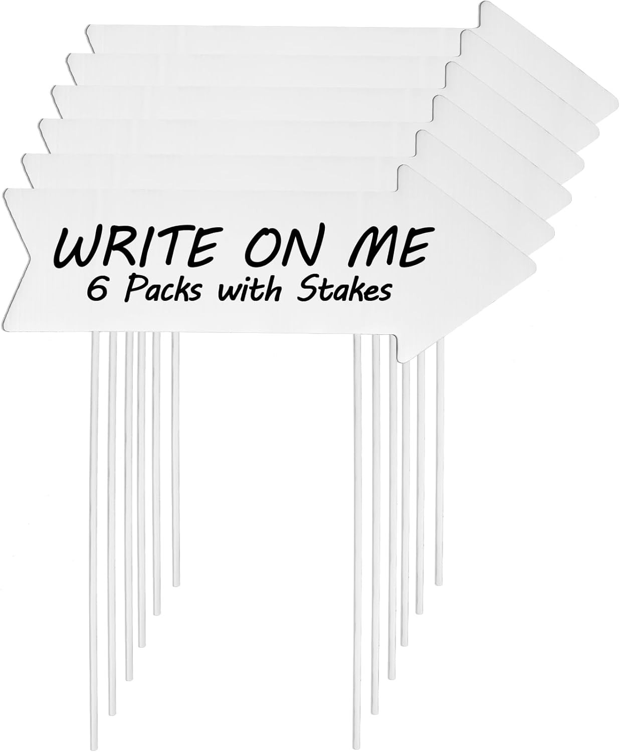 Blank Yard Signs with Stakes – 6 Pack Double-Sided Directional Signs