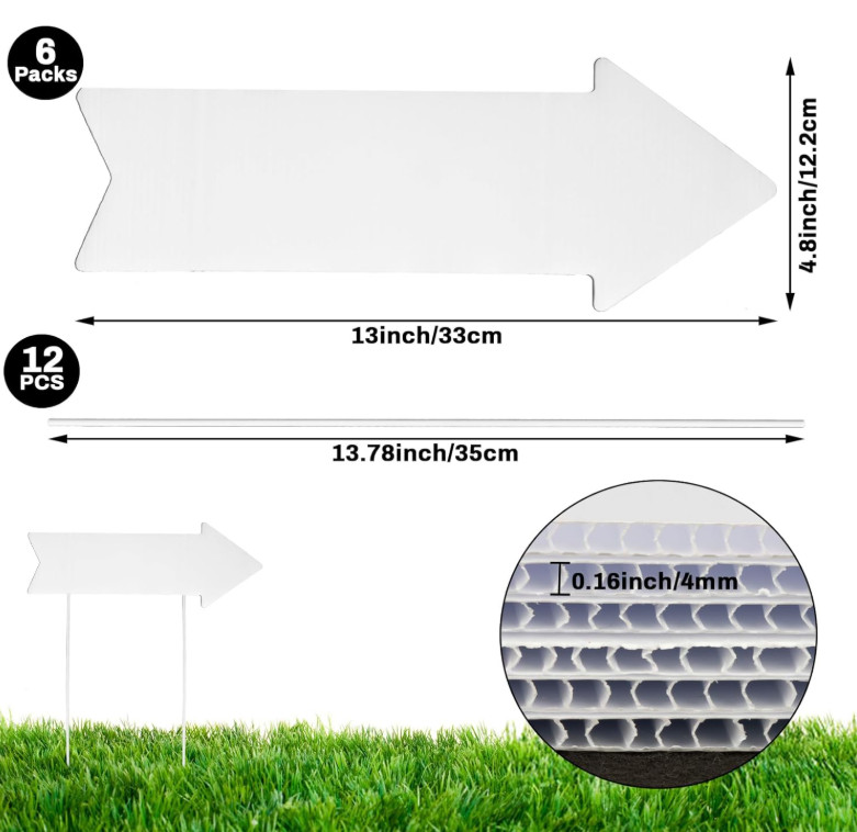 Blank Yard Signs with Stakes – 6 Pack Double-Sided Directional Signs