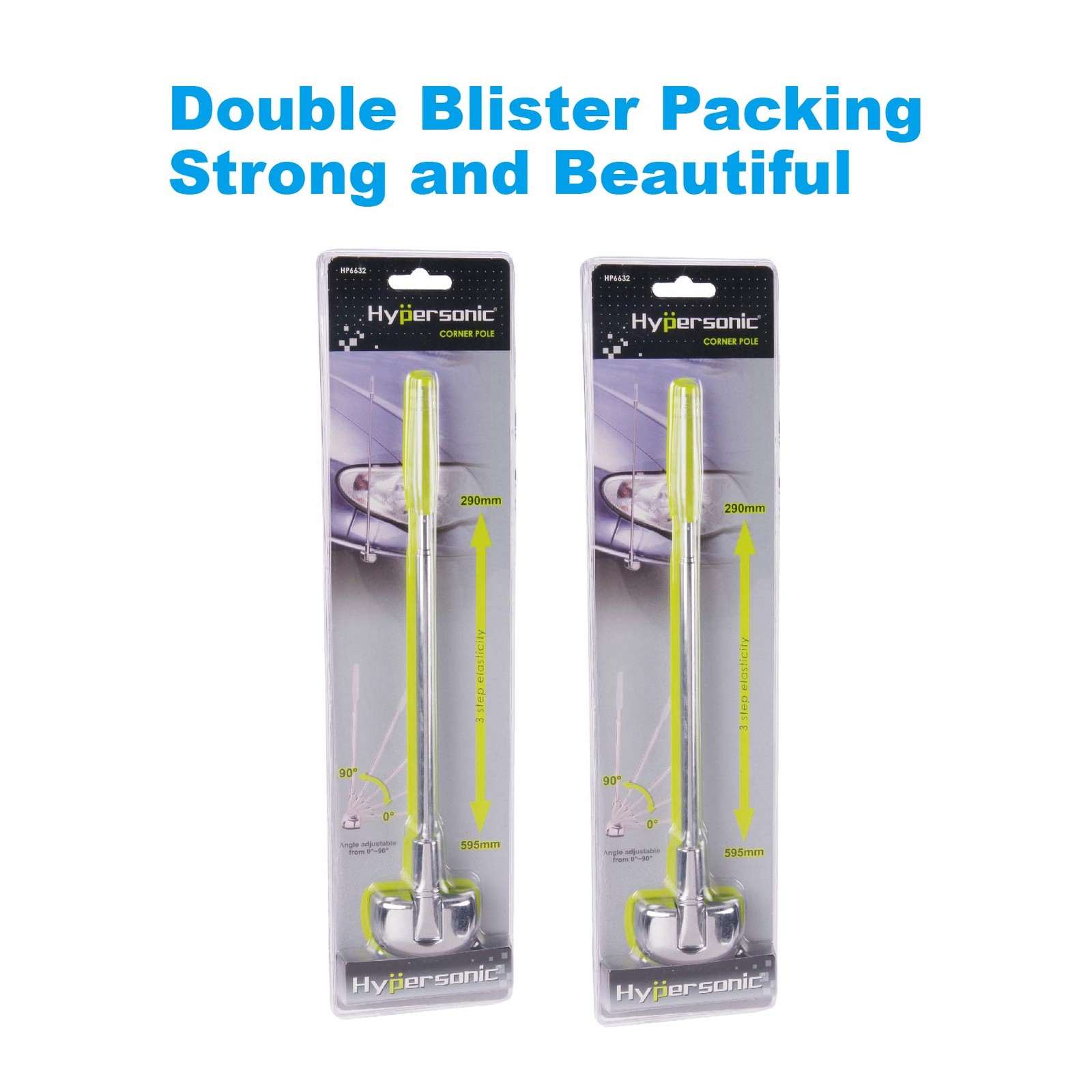 Car Bumper Corner Antenna Pole Adjustable Chrome Poles Set 11x2x1.5 in 2 Pk