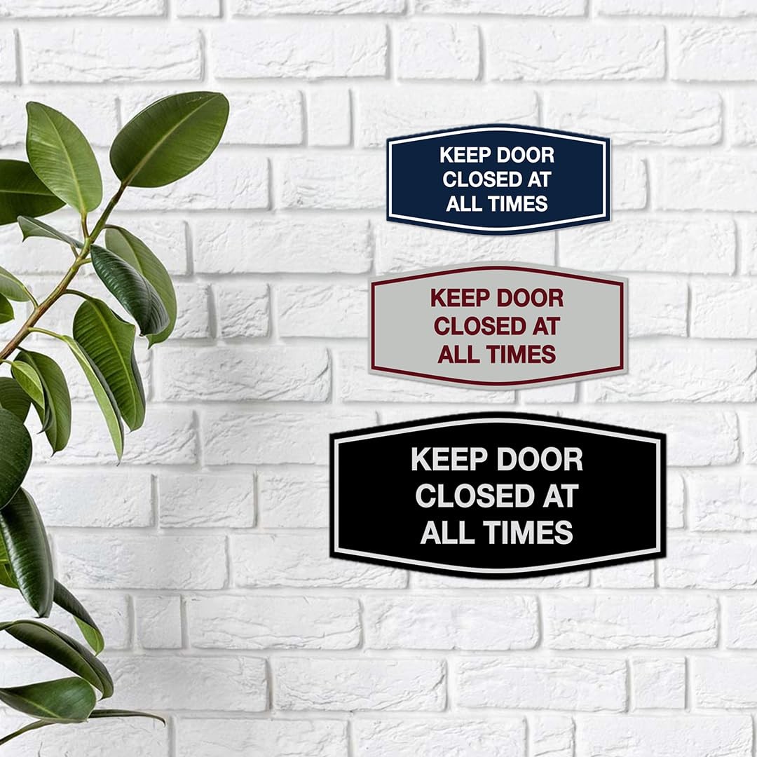 Fancy Keep Door Closed At All Times Sign Navy Blue White Medium