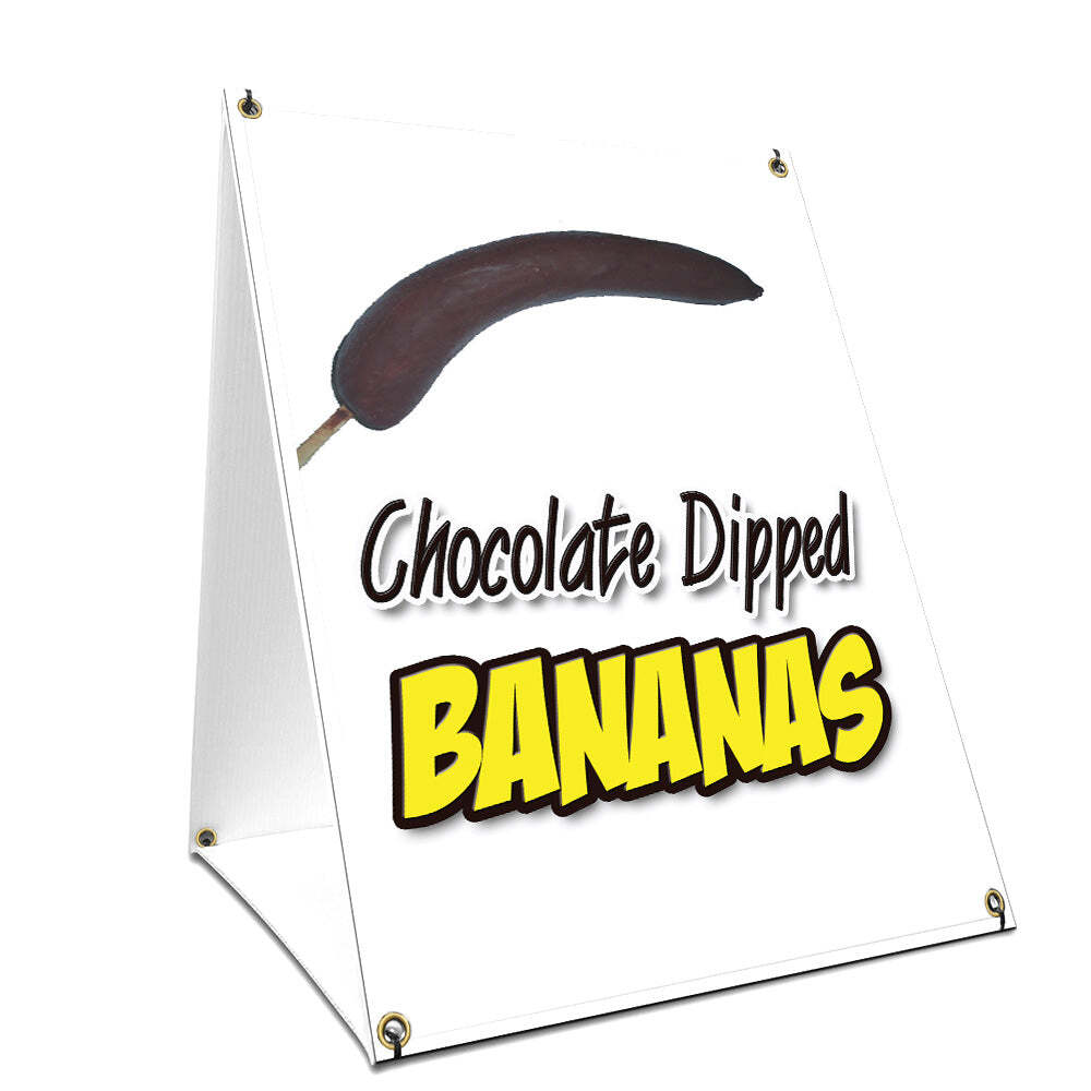 A-frame Sidewalk Chocolate Dipped Bananas Sign With Graphics On Each Side