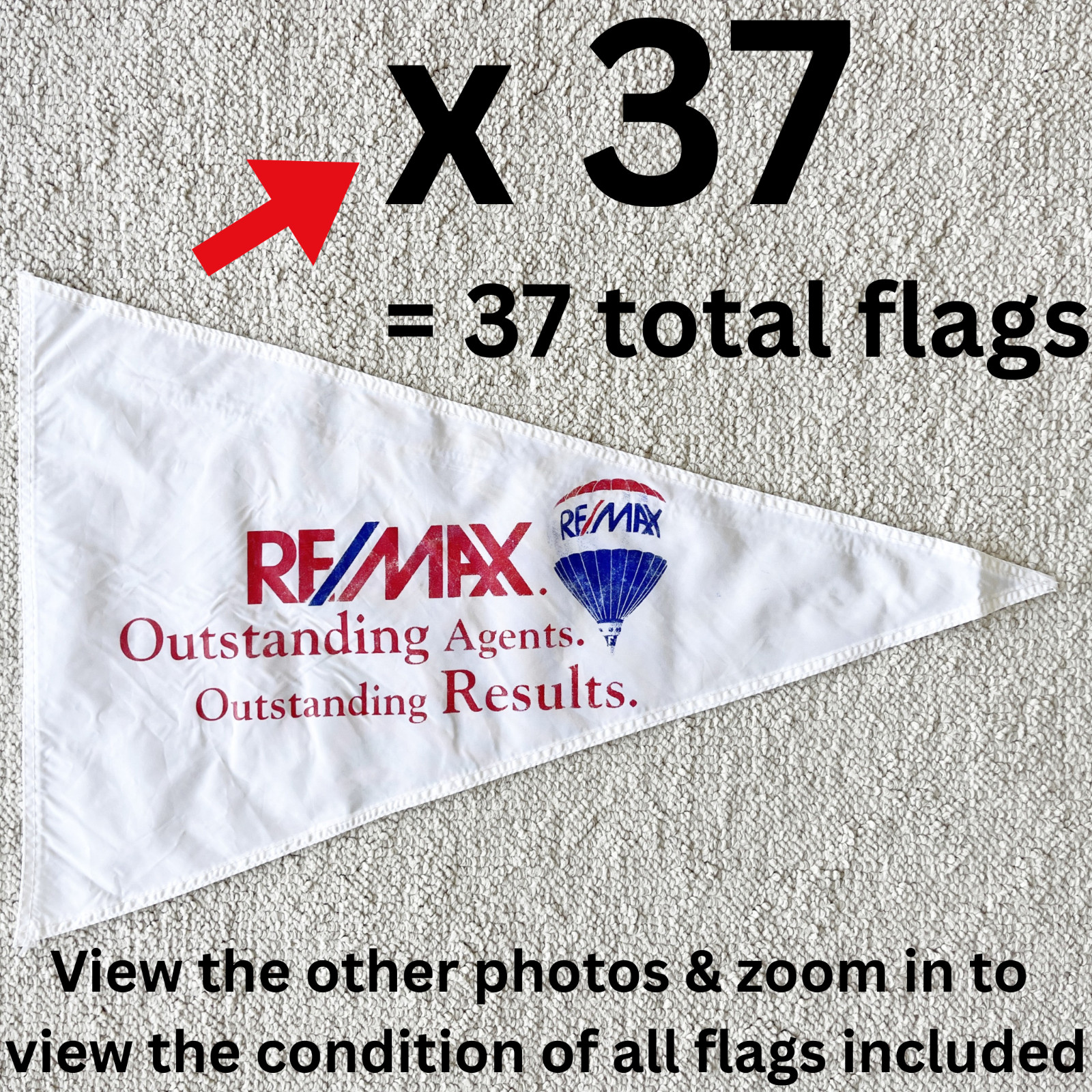 👉 Lot of 37 RE/MAX Real Estate Pennant Flags for PVC Poles with Slots