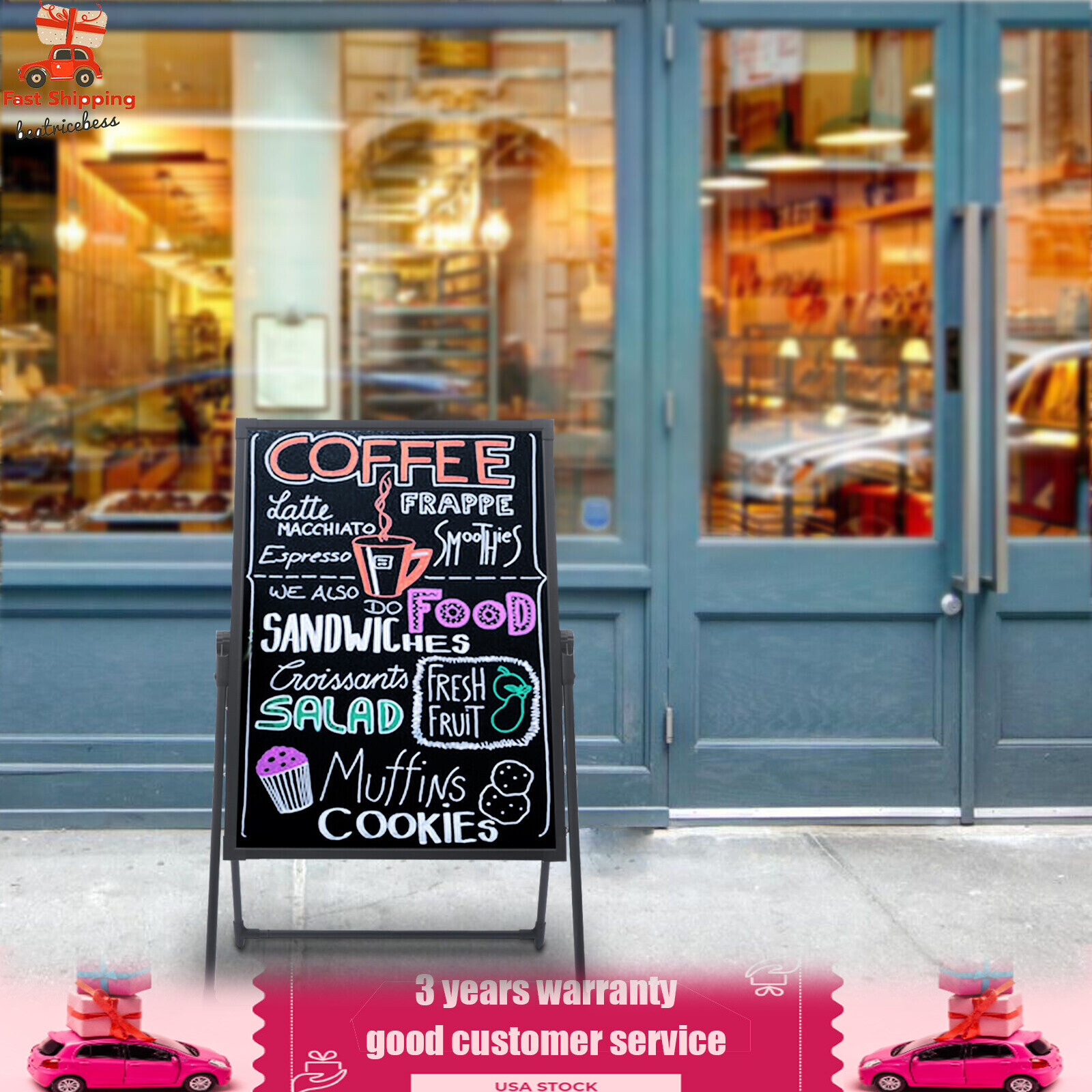 LED Message Board Restaurant Menu Sign Illuminated Neon Erasable with Remote