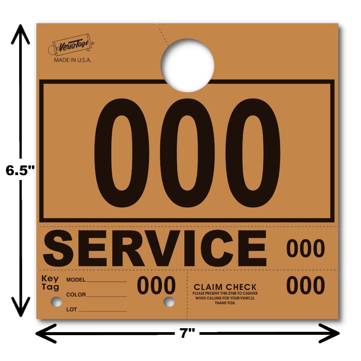 Beige Service Department Hang Tags Window Tag 1000 Per Box