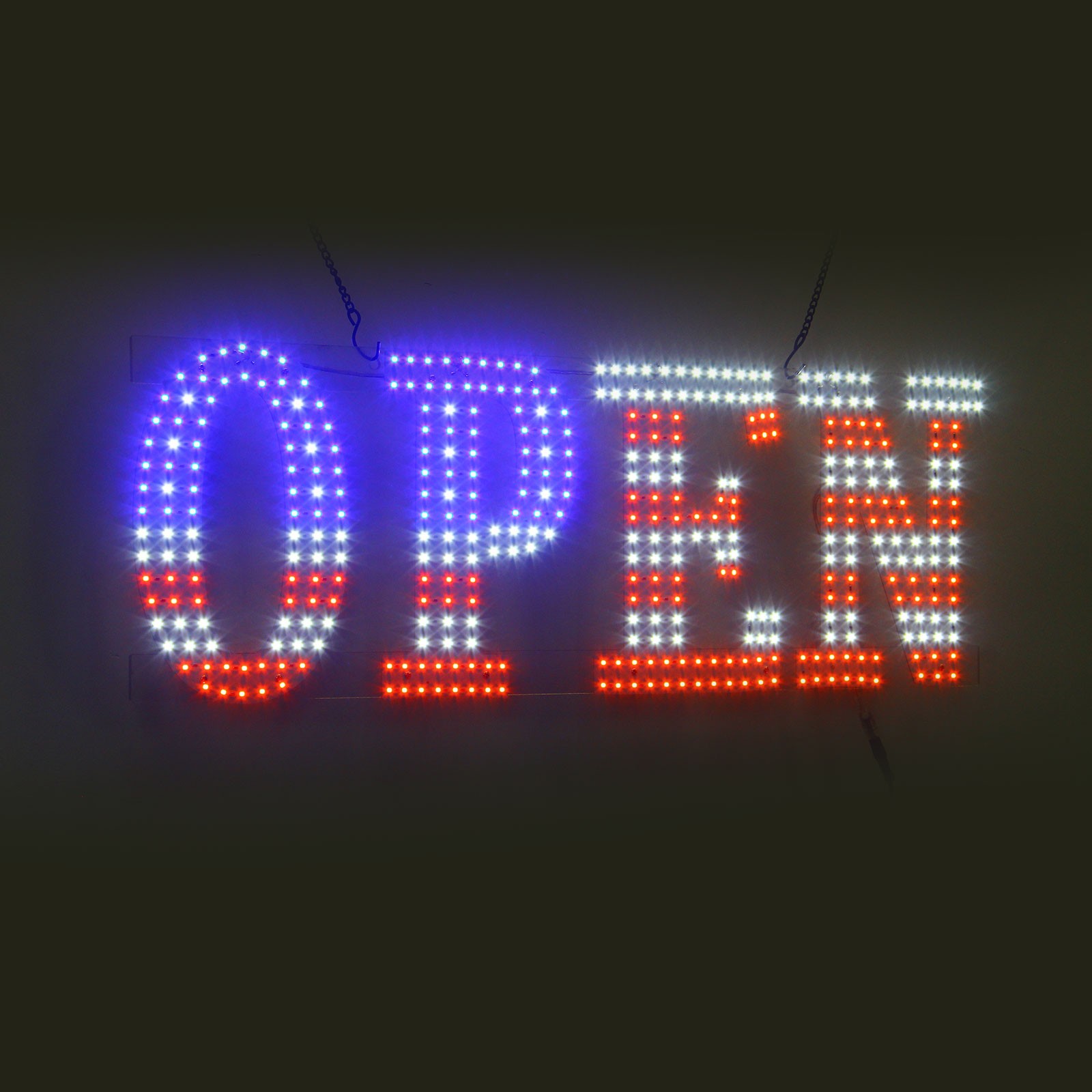 30″x10″ US Flag LED Open Sign Remote Ultra Bright Light Store Window Wall Plug