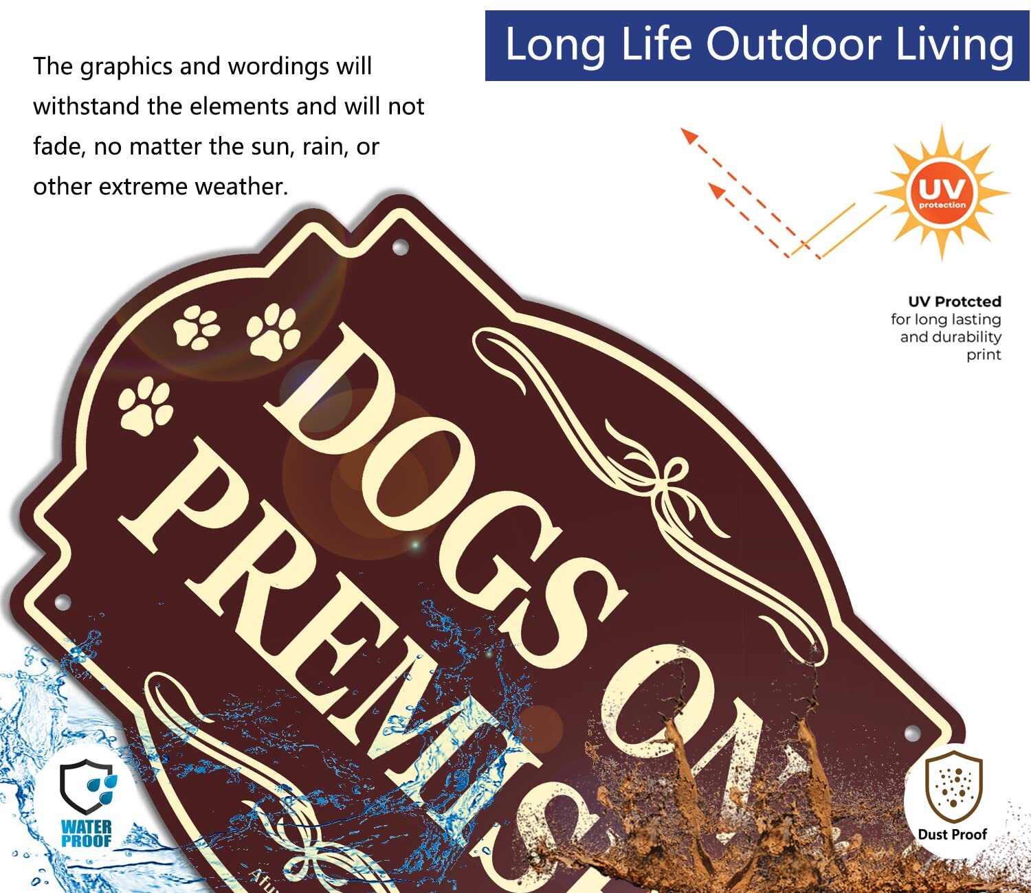 10” x 7” Dog on Premises Sign Reflective Sturdy Rust-Free Aluminum Weatherp…
