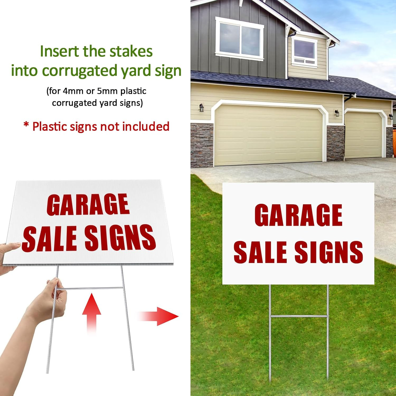 6 Pack Yard Sign Stakes, 17X7.5 INCH H Frames Yard Stakes for Signs for Ground O