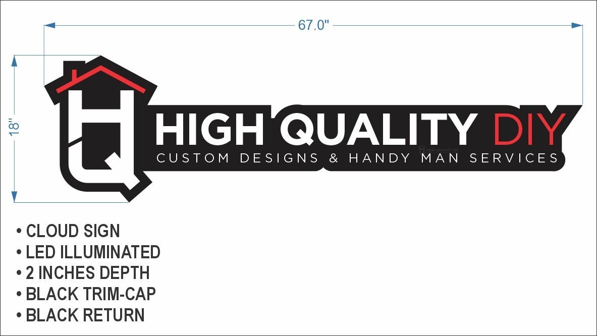 Custom LED Business Logo Signs Illuminated High Quality DIY 67 inches