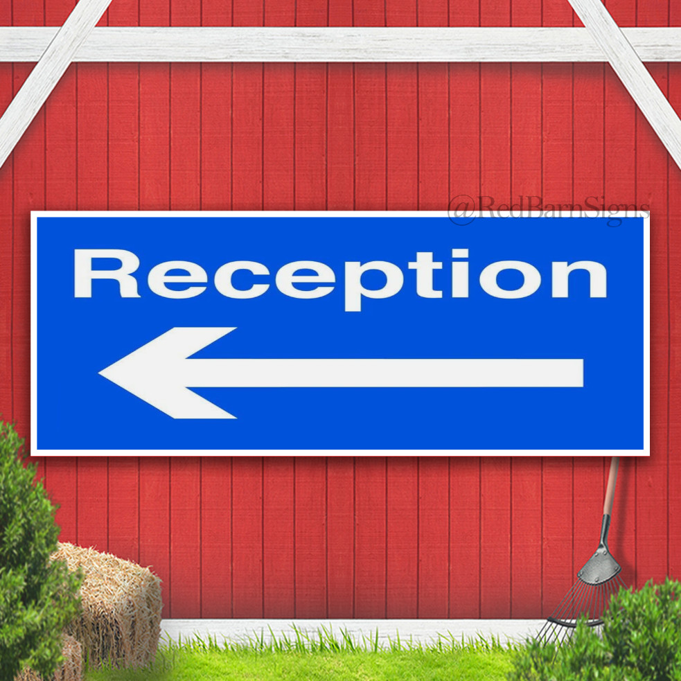 Reception Arrow Indoor Outdoor Banner Sign with grommets
