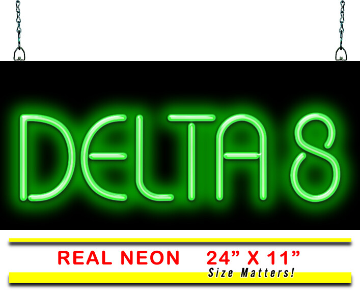 Delta 8 Neon Sign – 24″x11″ – Super Bright – REAL Neon – Attracts More Customers