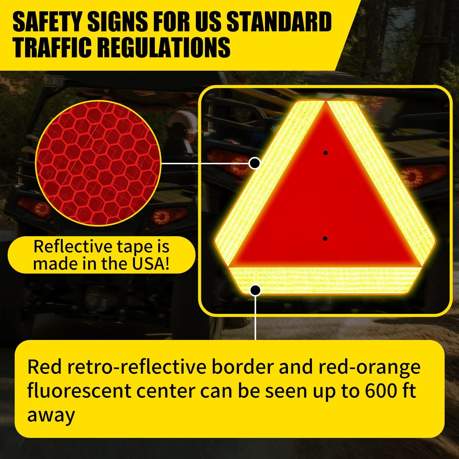 Slow Moving Vehicle Sign, Plastic DOT Slow Moving Vehicle Triangle Signs, SMV Si
