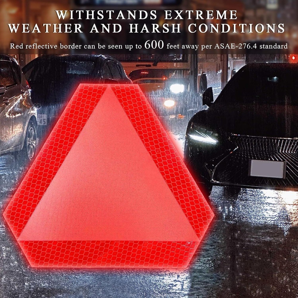 2 PCS Slow Moving Vehicle Sign, 8×7 Inches Reflective Slow Moving Vehicle