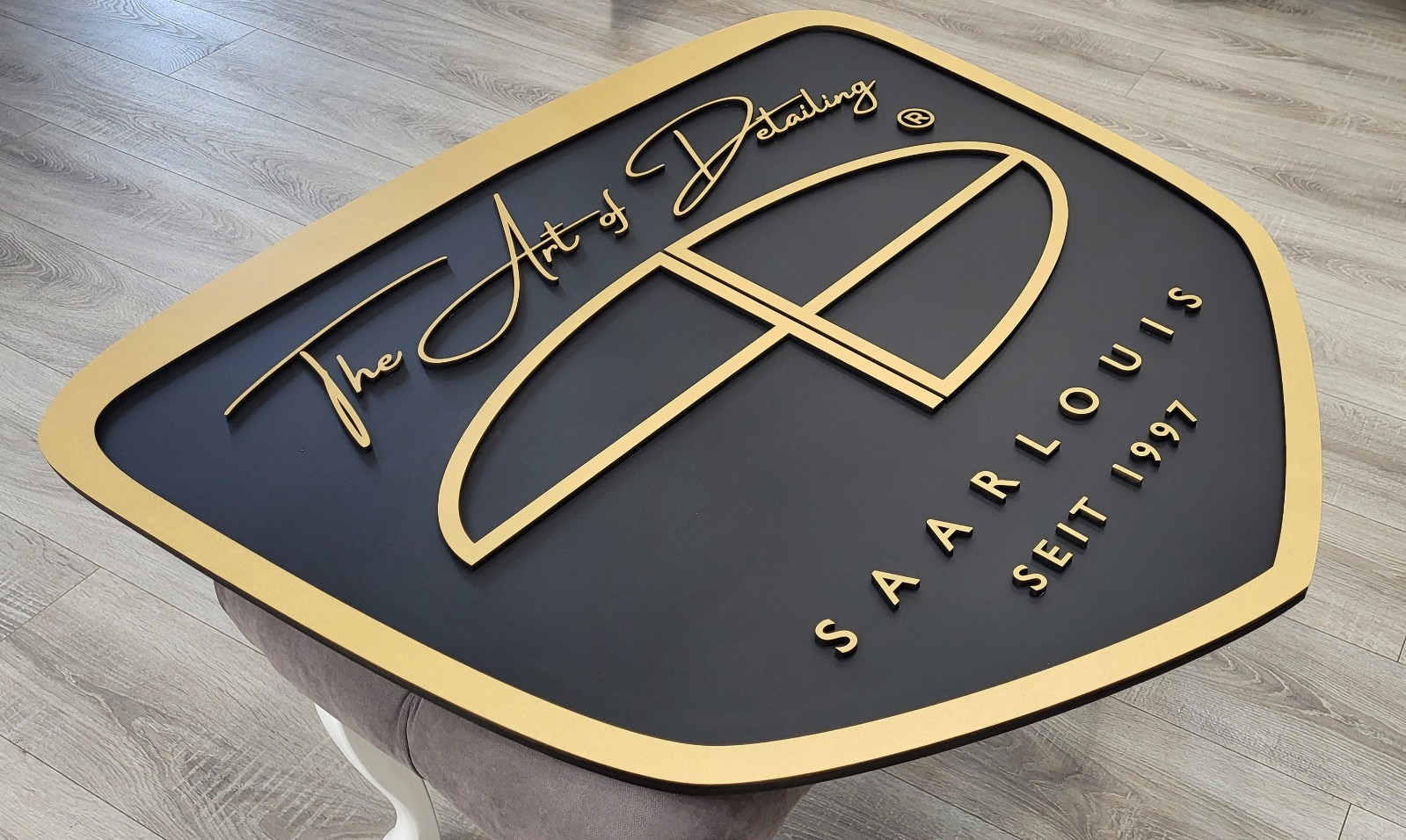 Dimensional Wooden Logo Wall Sign — Layered 3D, Hand Painted, LED Optional