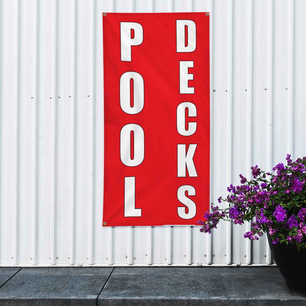 Vertical Vinyl Banner Multiple Sizes Pool Decks Red Home Remodeling Business