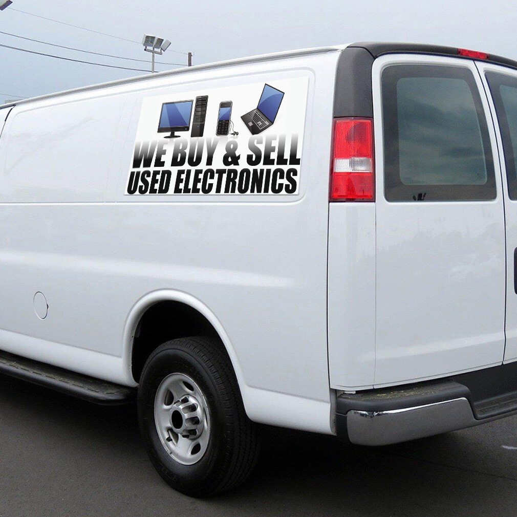 Car Magnet Set of 2 We Buy & Sell Used Electronics Industrial Sign