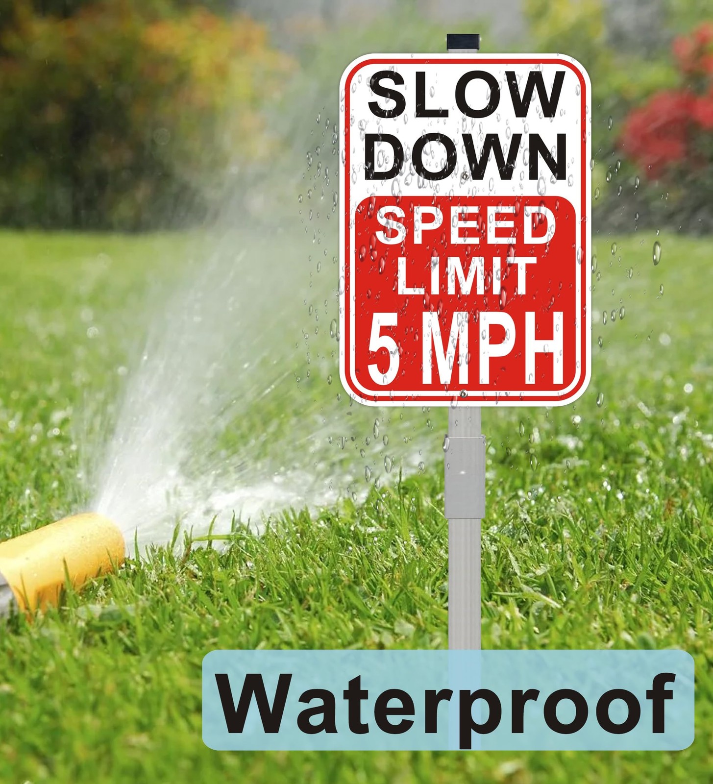 2 PCS 14×10 Inch Speed Limit 5 MPH Slow Down Sign With 36 Inch Stakes Alum