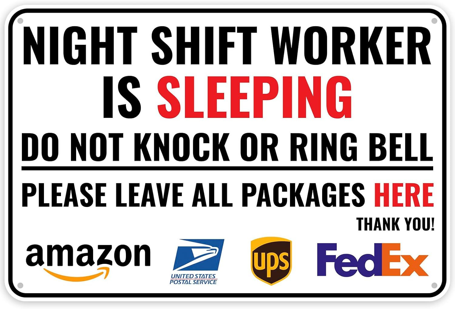 1PC Night Shift Worker Sleeping Sign, 12 X 8 Inches – Aluminum – Day Sleeper Sig