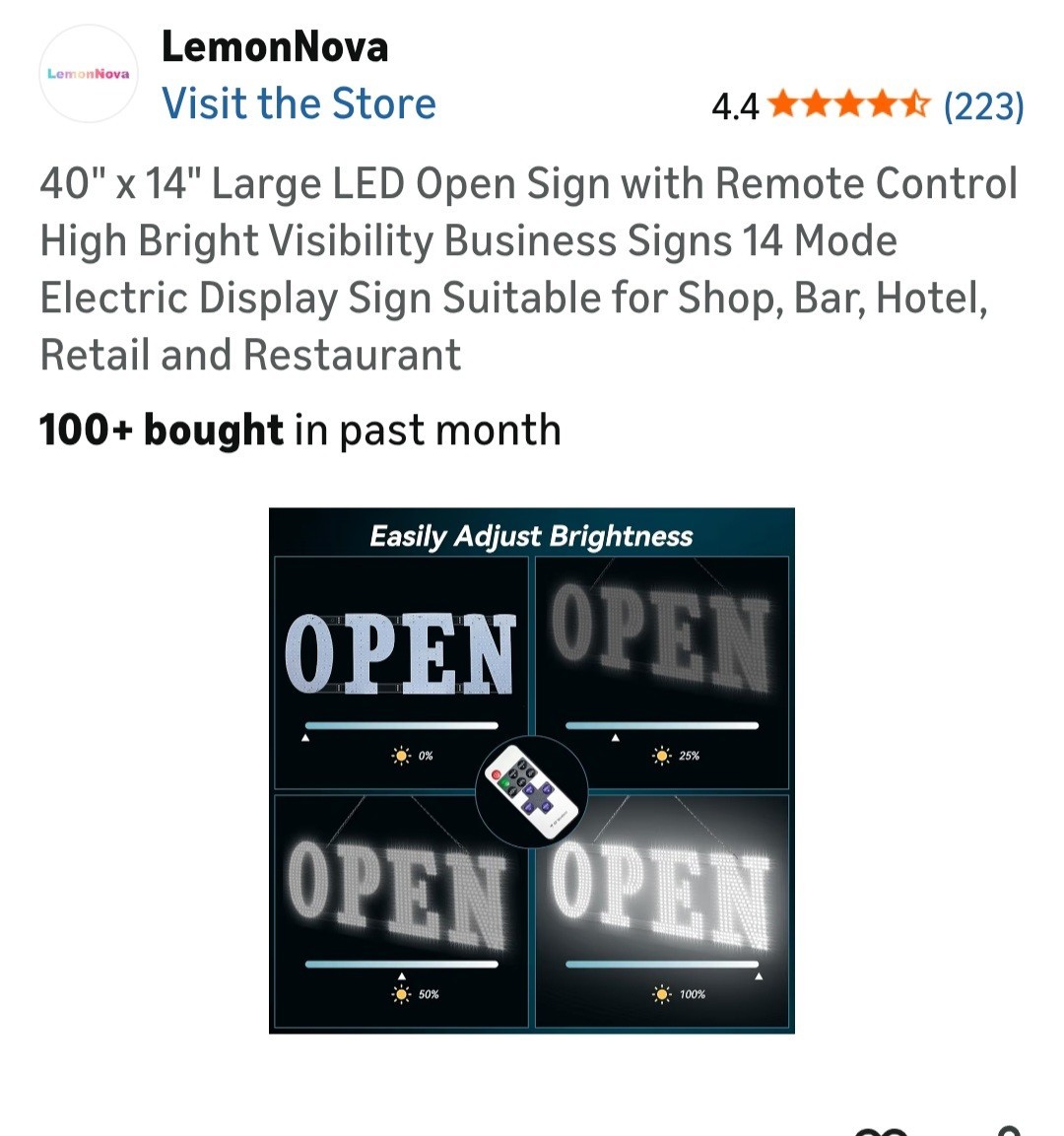 LemonNova LED Open Sign, Large 40 X 14 Remote and App Control