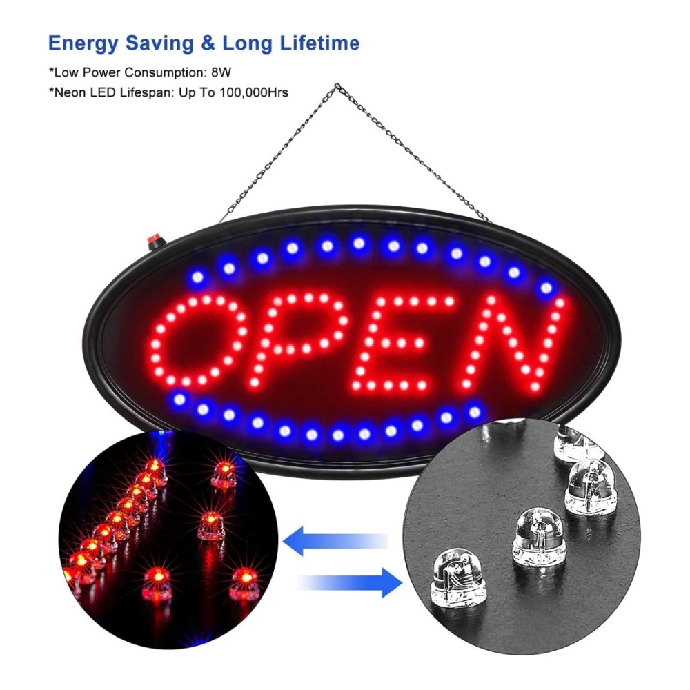 Large LED Open Sign Neon Light Bright Restaurant Bar Store Shop Hotel Business