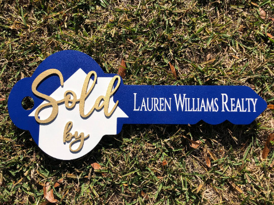 Blue Sold Key Sign for Realtors Prop Closing