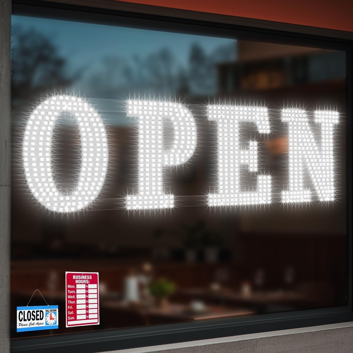 Ultra Bright 48″x16″ Large LED Open Sign for Business with Hanging Installation