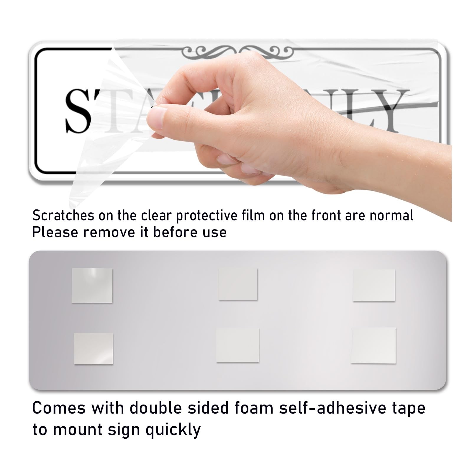 Staff Only Sign Acrylic SelfStick Door Wall Signage Elegant White 9×3 Inch