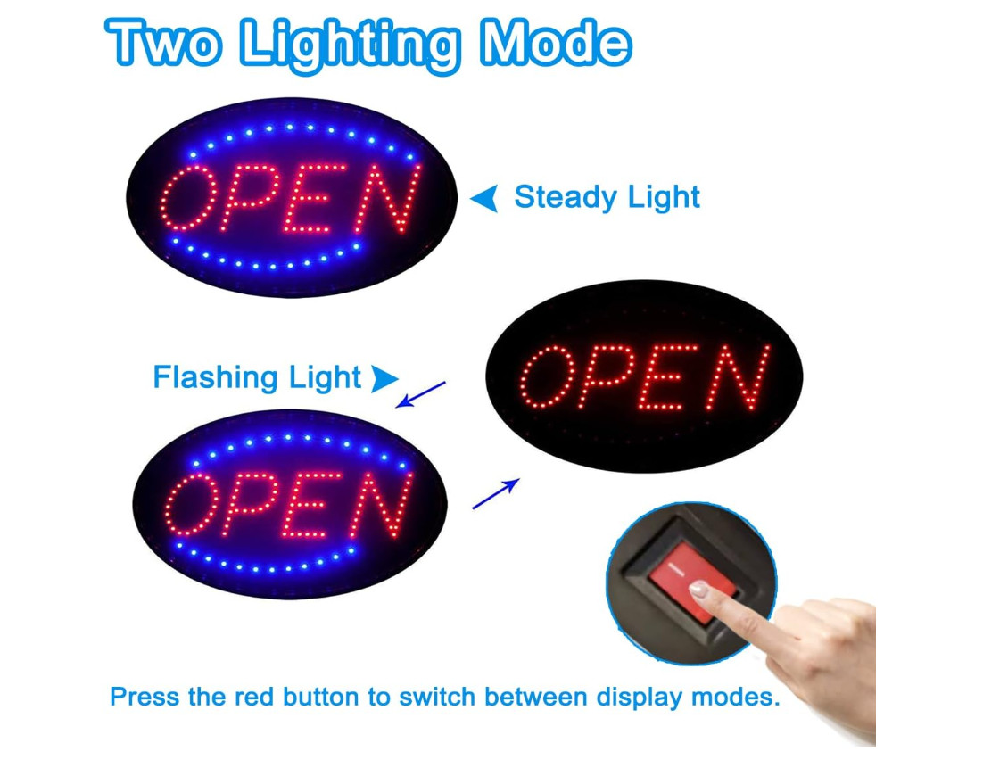 LED Open Sign, 19″x10″ Bright High Visibility Advertisement Board Electric Displ