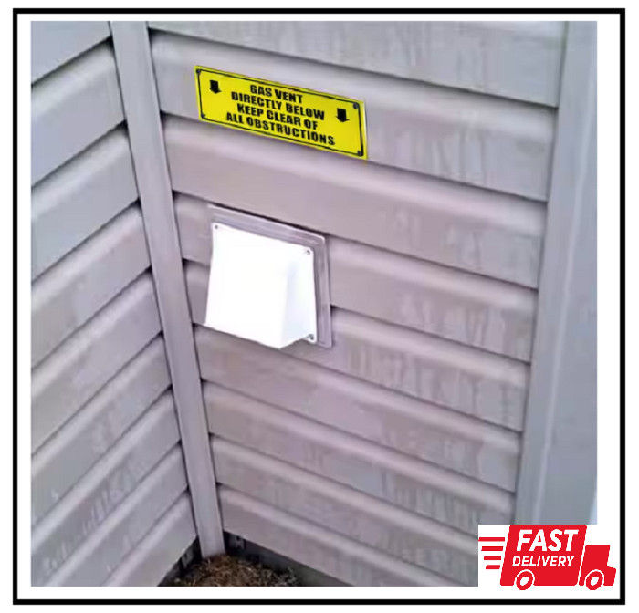 3 In. X 7 In. Yellow Gas Warning Sign Gas Vent Directly below Keep Clear of All