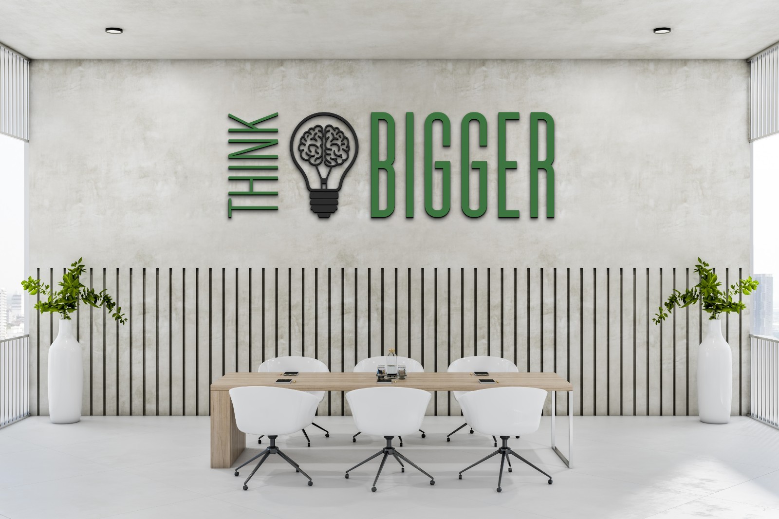 THINK BIGGER 3D Wall Sign – Laser Cut Wooden Motivational Quote – Custom Colors