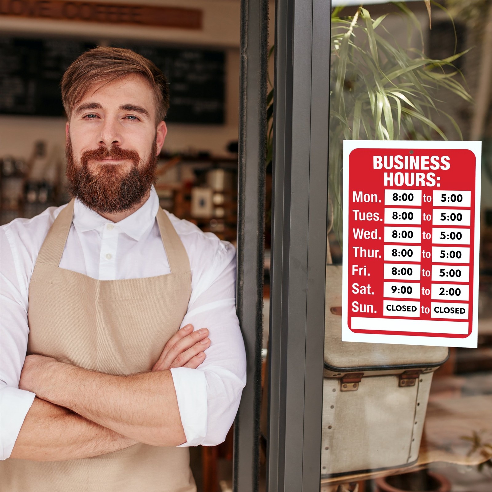Open Signs, Business Hours Sign Kit – Bright Red and White Colors – 2 Pack – …