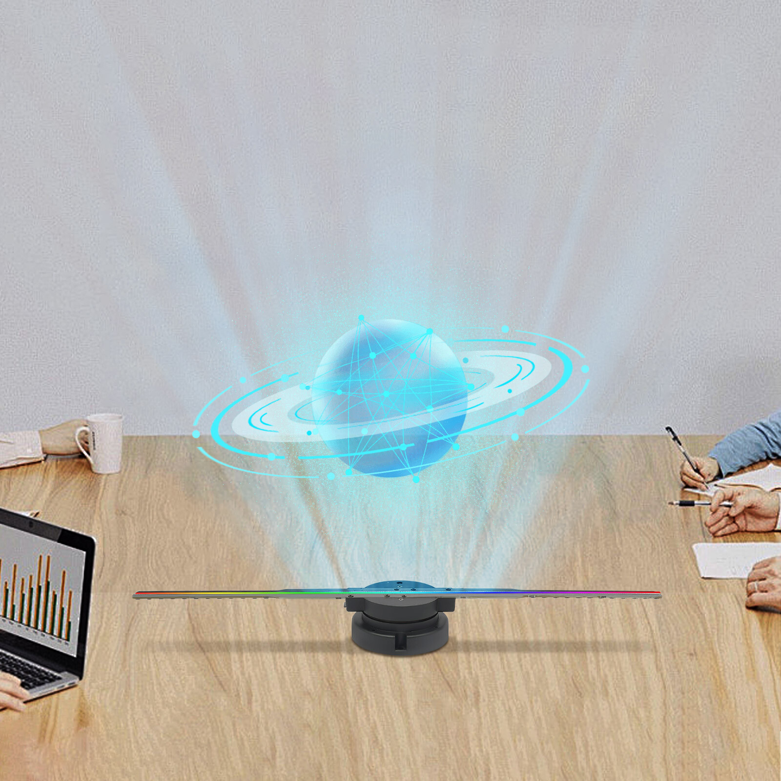 3D 1080P LED Holographic Fan Hologram Fan Projector Light RGB Sign Bar w/Control