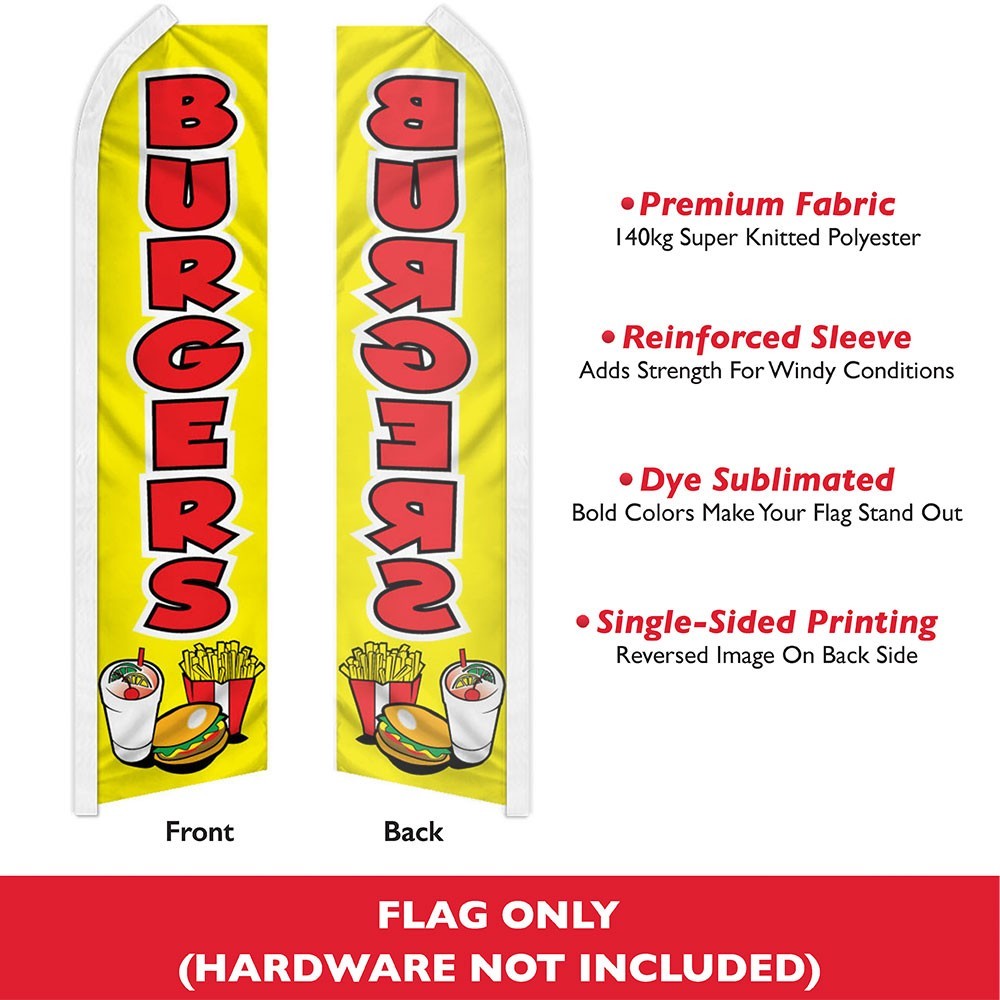 Burgers Advertising Swooper Feather Flutter Flag Restaurant Concessions Food