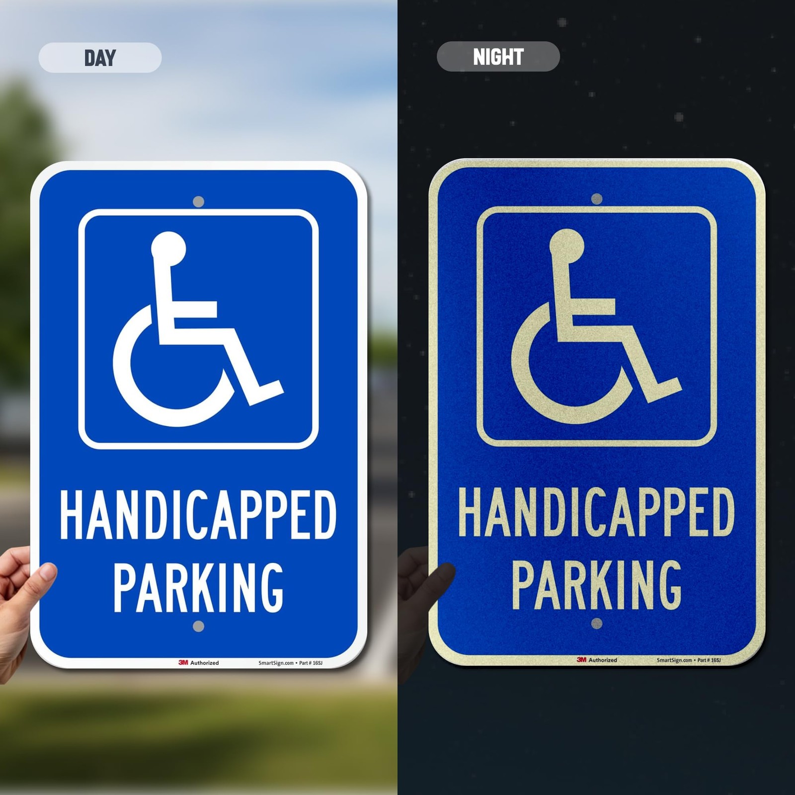 SmartSign Handicapped Parking Sign, 12 x 18 Inches 3M Engineer Grade Reflect…