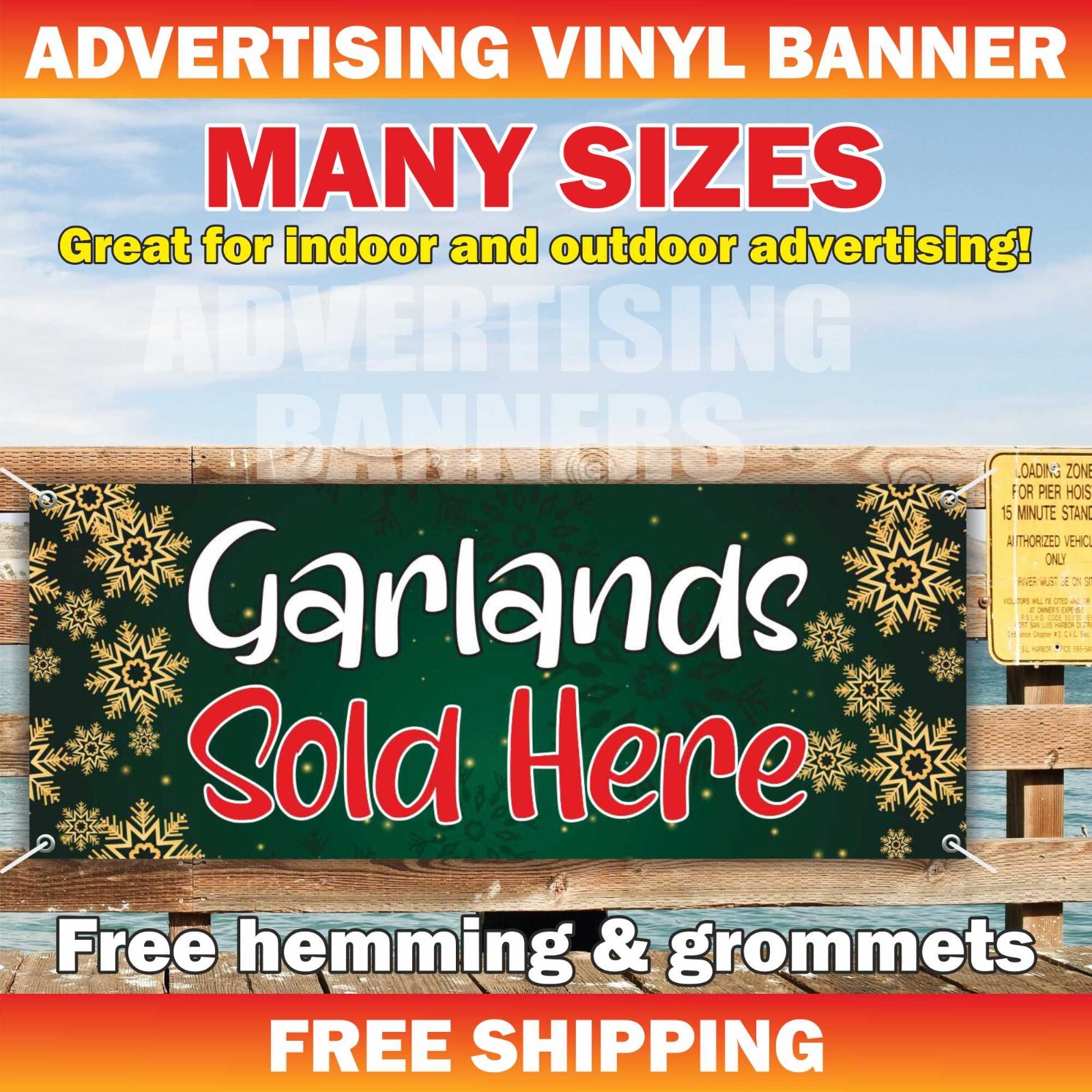 GARLANDS SOLD HERE Advertising Banner Vinyl Mesh Sign Xmas Holiday Christmas