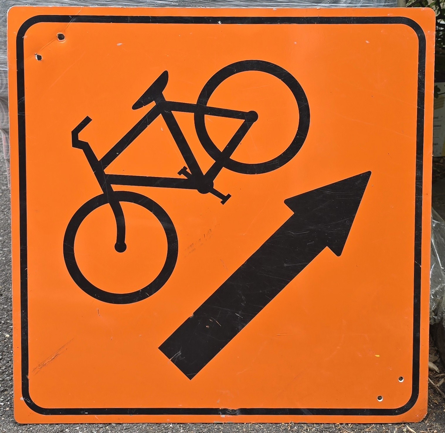 Bicycle Right Arrow Orange Reflective 24″ Street Sign Bike Lane Construction #2