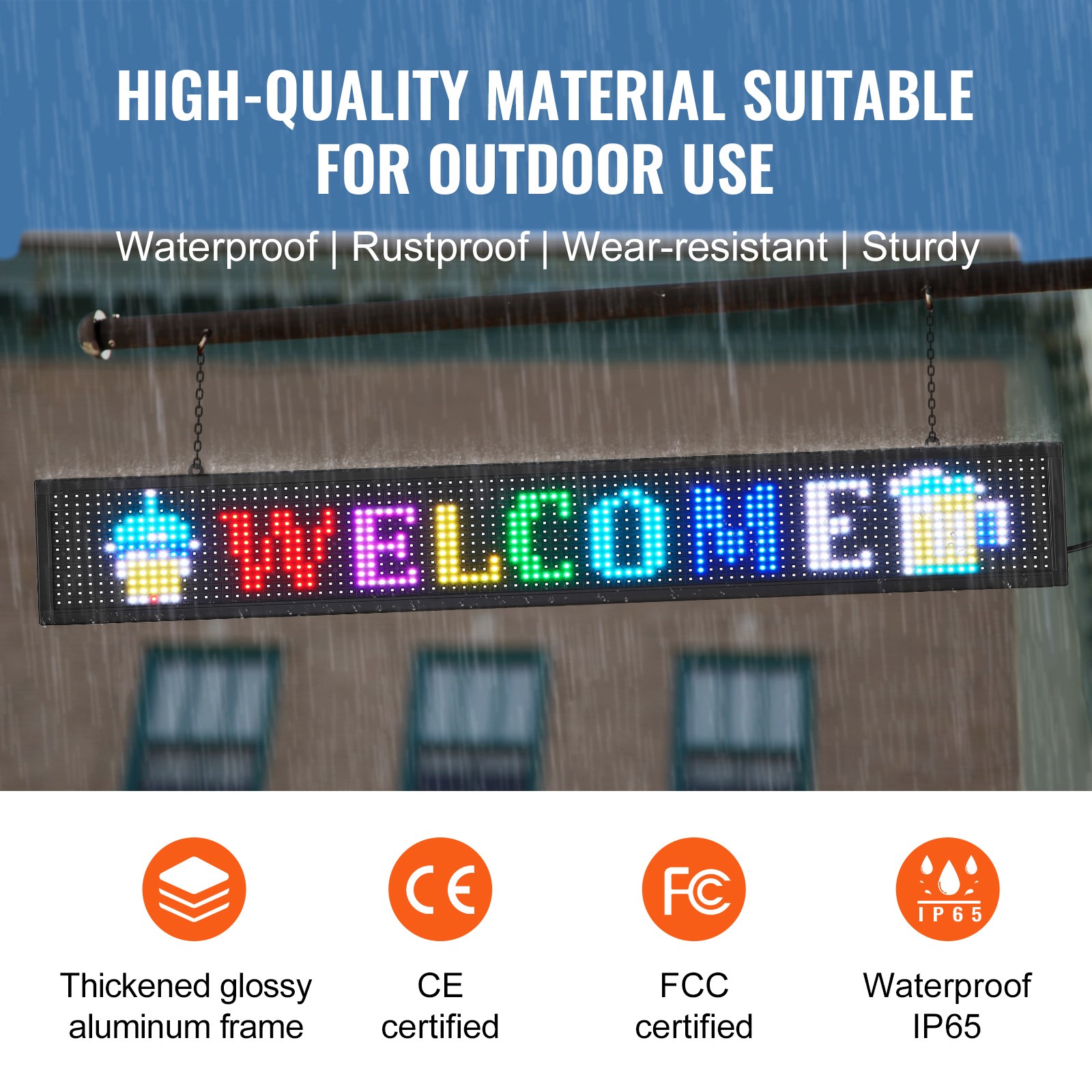 Uimoso 52″x8″ Programmable LED Sign Scrolling Display Board P10 Full Color