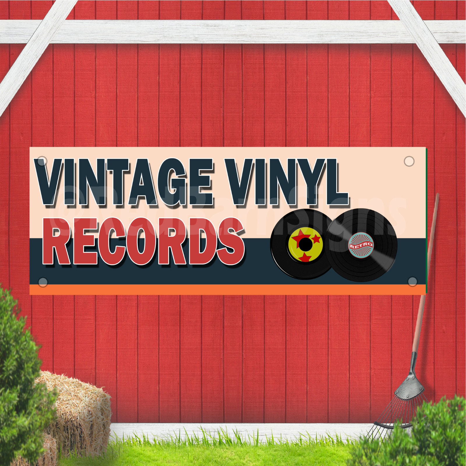 Vintage Vinyl Records Indoor Outdoor Vinyl Banner Design