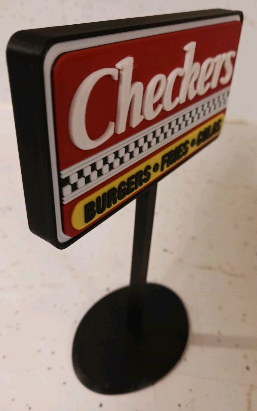 Checkers Burgers FAST FOOD Restaurant Sign 3d Printed Miniature 6″