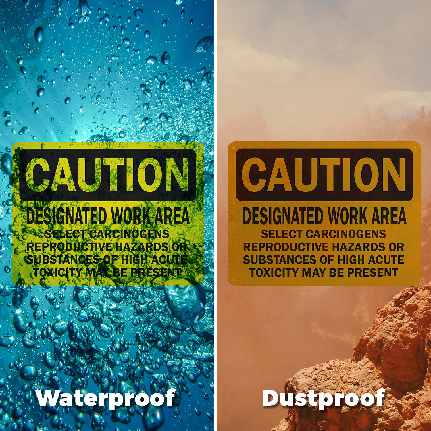 (2 Pack) Designated Work Area Select Carcinogens Reproductive OSHA Caution Sign