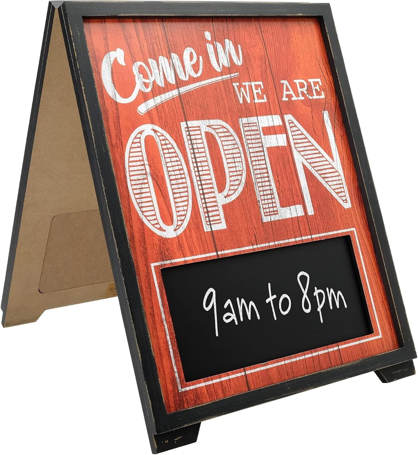 Double Sided A-Frame Open Closed Sign w Chalkboard Rustic Standing Come In Board