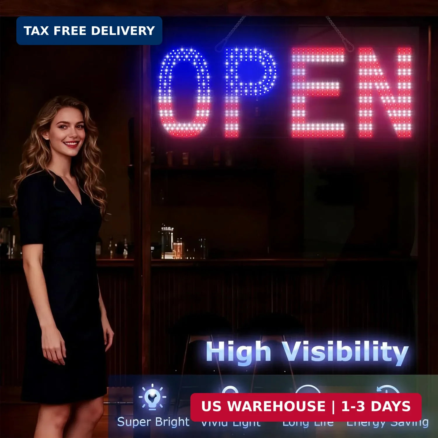 LED Open Signs for Business, exTopGoal 30″x10″ Large Bright Open Sign with Remot