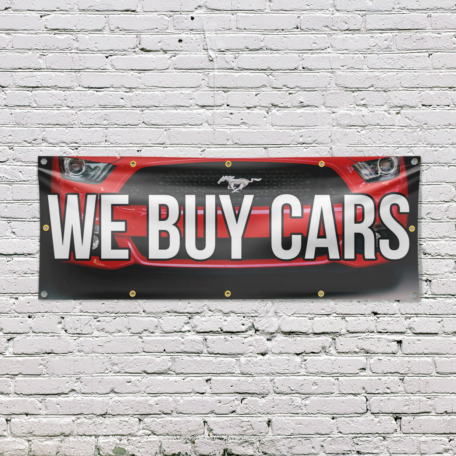 We Buy Cars 13 oz Vinyl Banner Sign with Metal Grommets Heavy-Duty Single-Sided