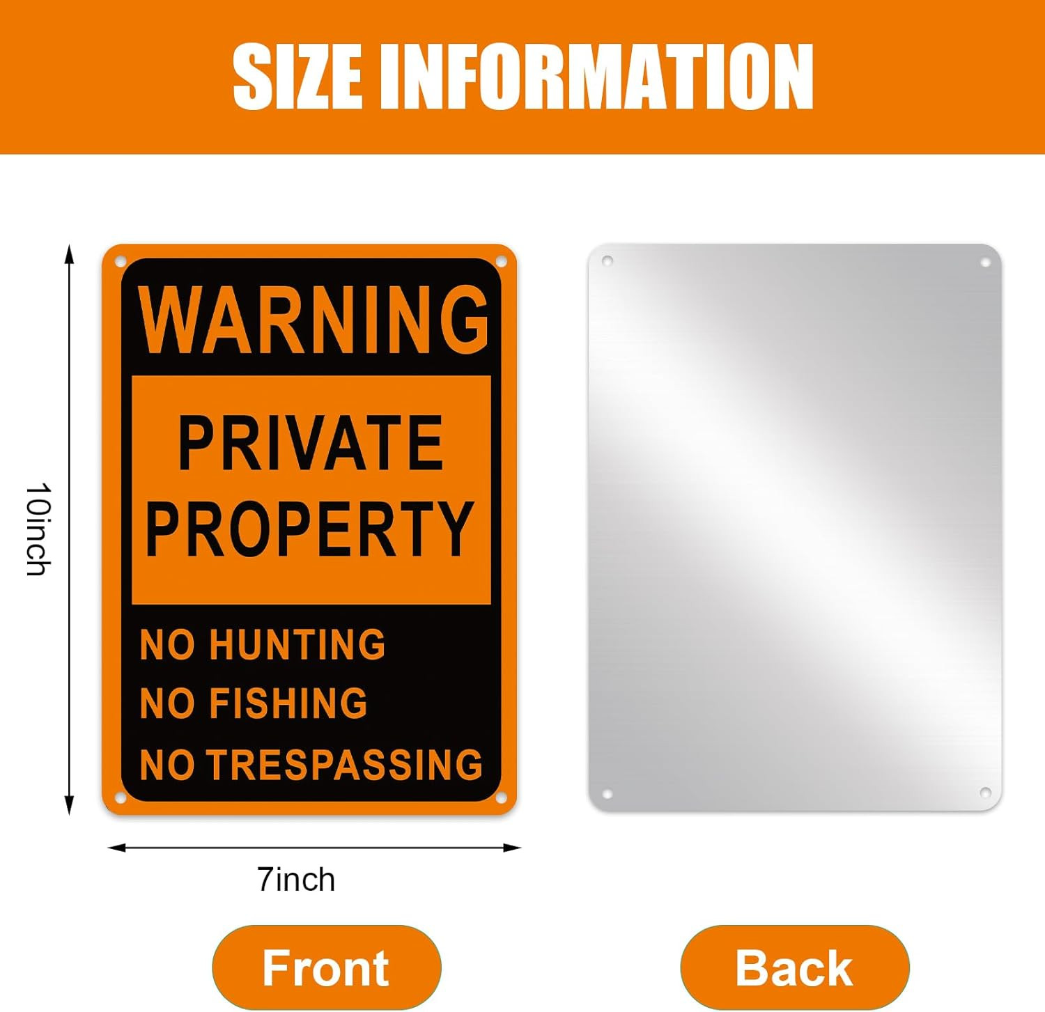No Trespassing No Hunting Sign 4 Pack 10×7 Ref Aluminum Private Property Warning