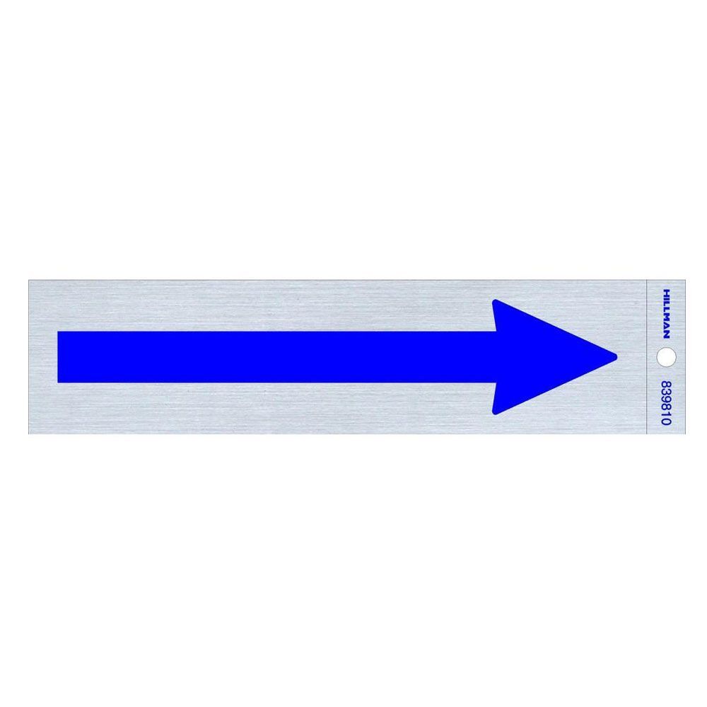 Hillman 2 in. x 8 in. Blue on Nickel Arrow Sign
